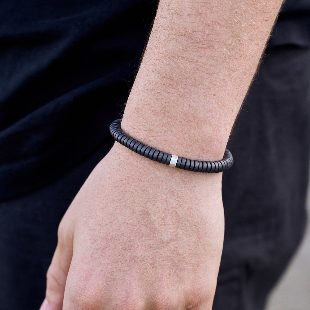 Men's Black Gunmetal Stone Bracelet 2