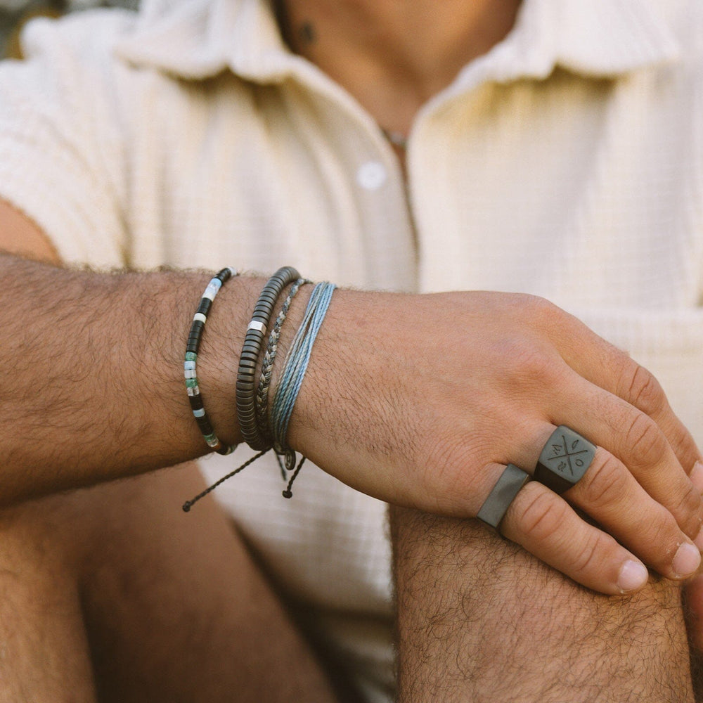 Men's Black Gunmetal Stone Bracelet 4