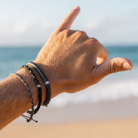 Men's Black Gunmetal Stone Bracelet Gallery Thumbnail