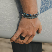 Men's Black Gunmetal Stone Bracelet Gallery Thumbnail