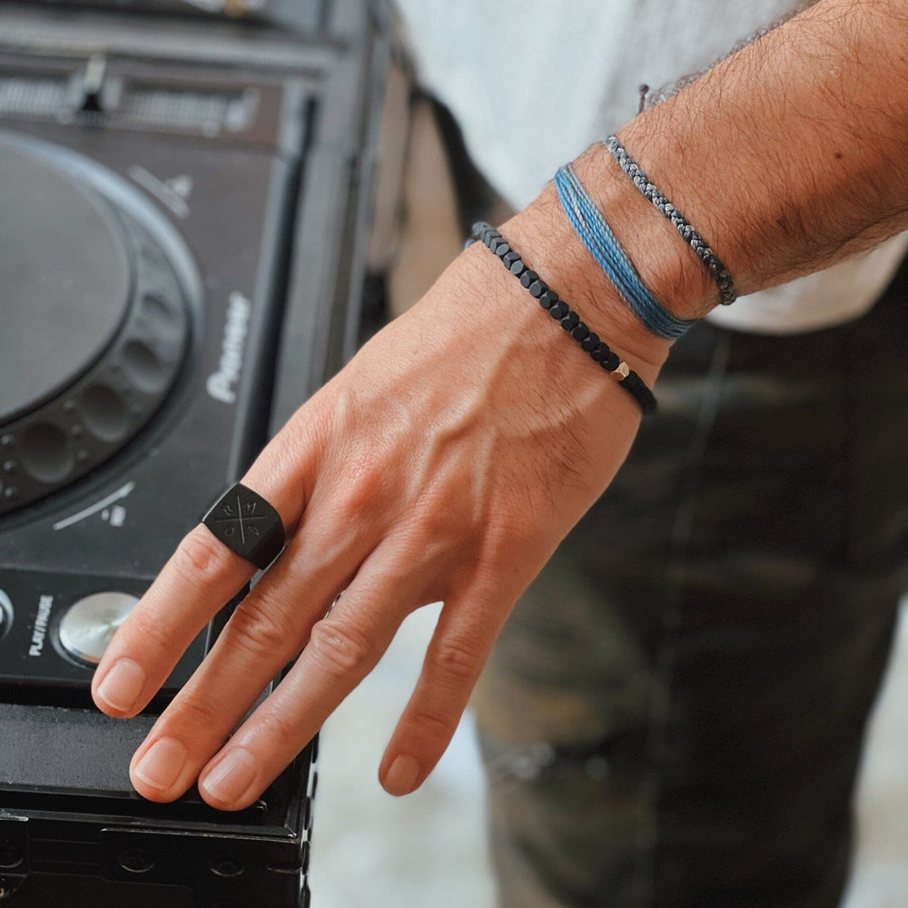 Men's Coated Hematite Stretch Bracelet 13