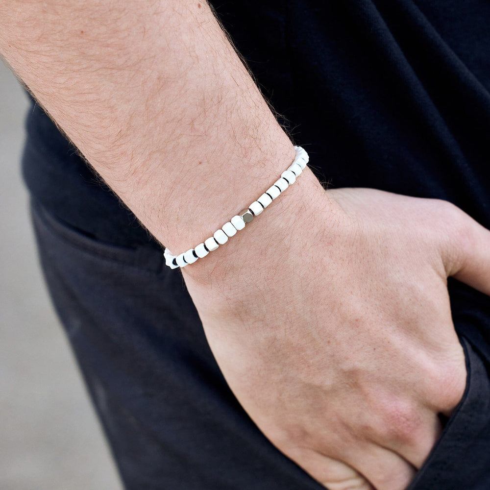 Men's Coated Hematite Stretch Bracelet 6