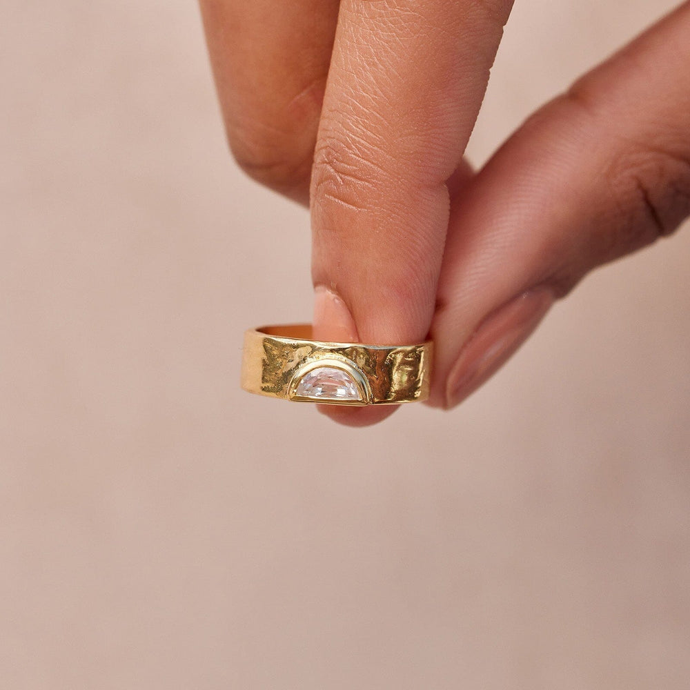 Stone Cigar Band Ring 2