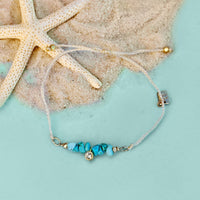 Turquoise Bead Charm Dainty Bracelet Gallery Thumbnail