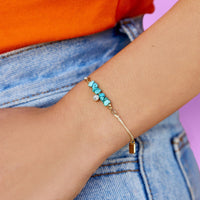 Turquoise Bead Charm Dainty Bracelet Gallery Thumbnail