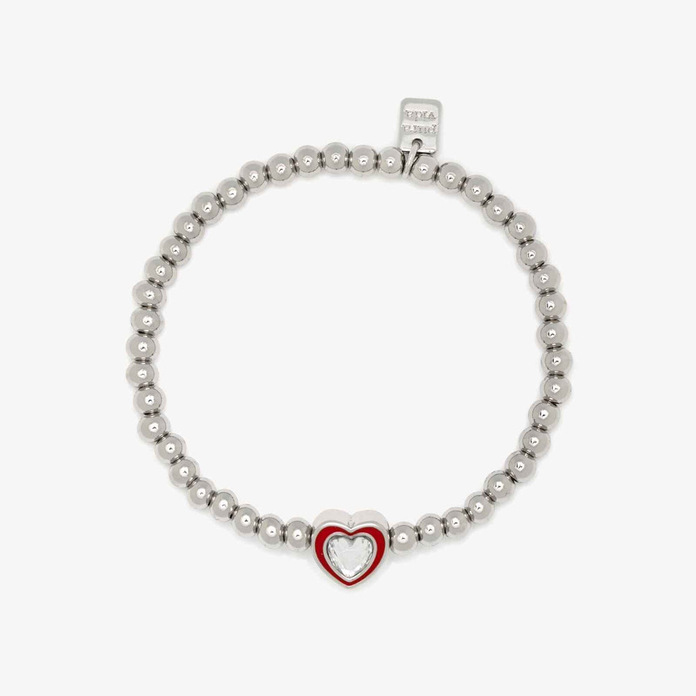 Stone & Enamel Heart Stretch Bracelet 1