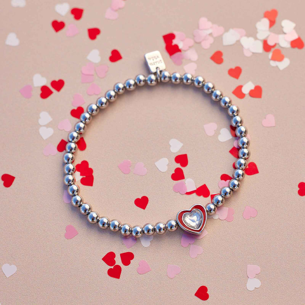 Stone & Enamel Heart Stretch Bracelet 2