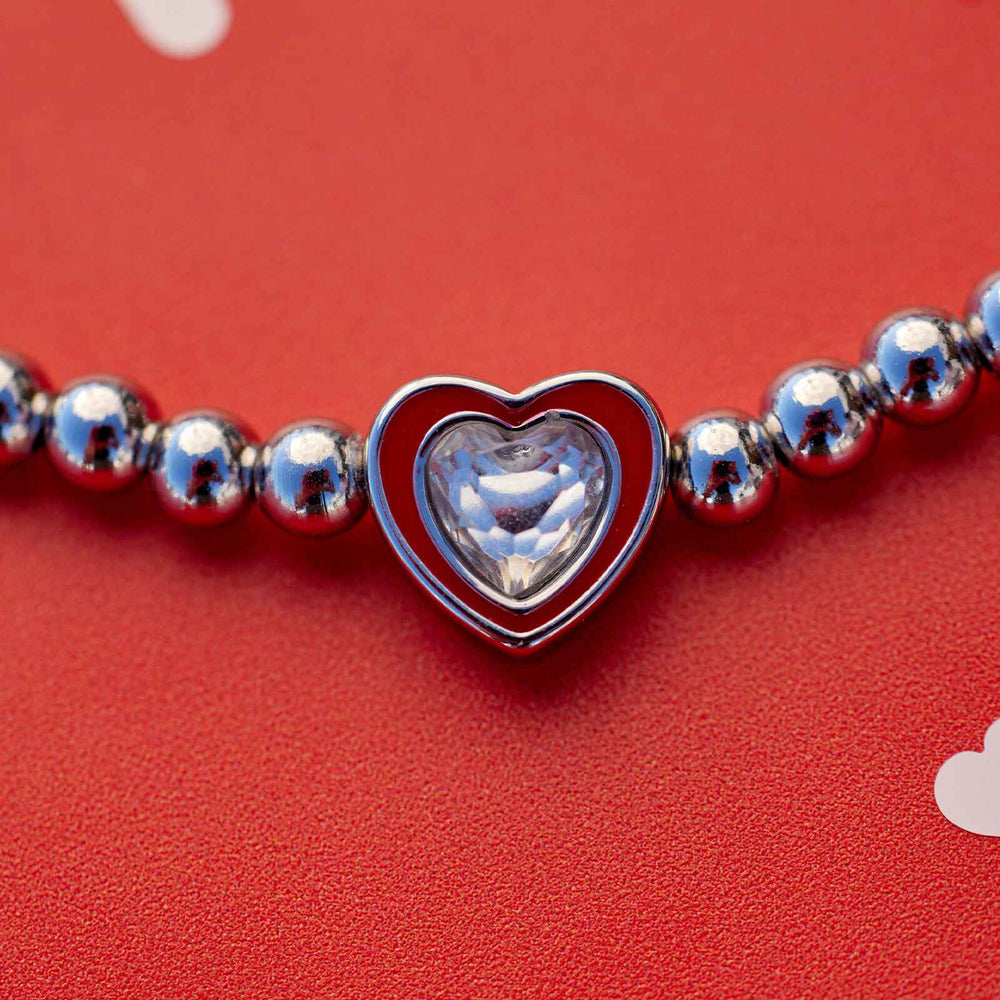 Stone & Enamel Heart Stretch Bracelet 3