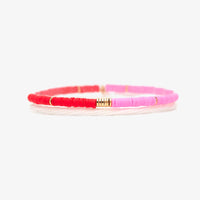 Pink and Red Vinyl Disc Bead Stretch Bracelet Set Gallery Thumbnail