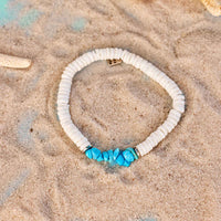 Puka Shell and Turquoise Chip Stretch Bracelet Gallery Thumbnail