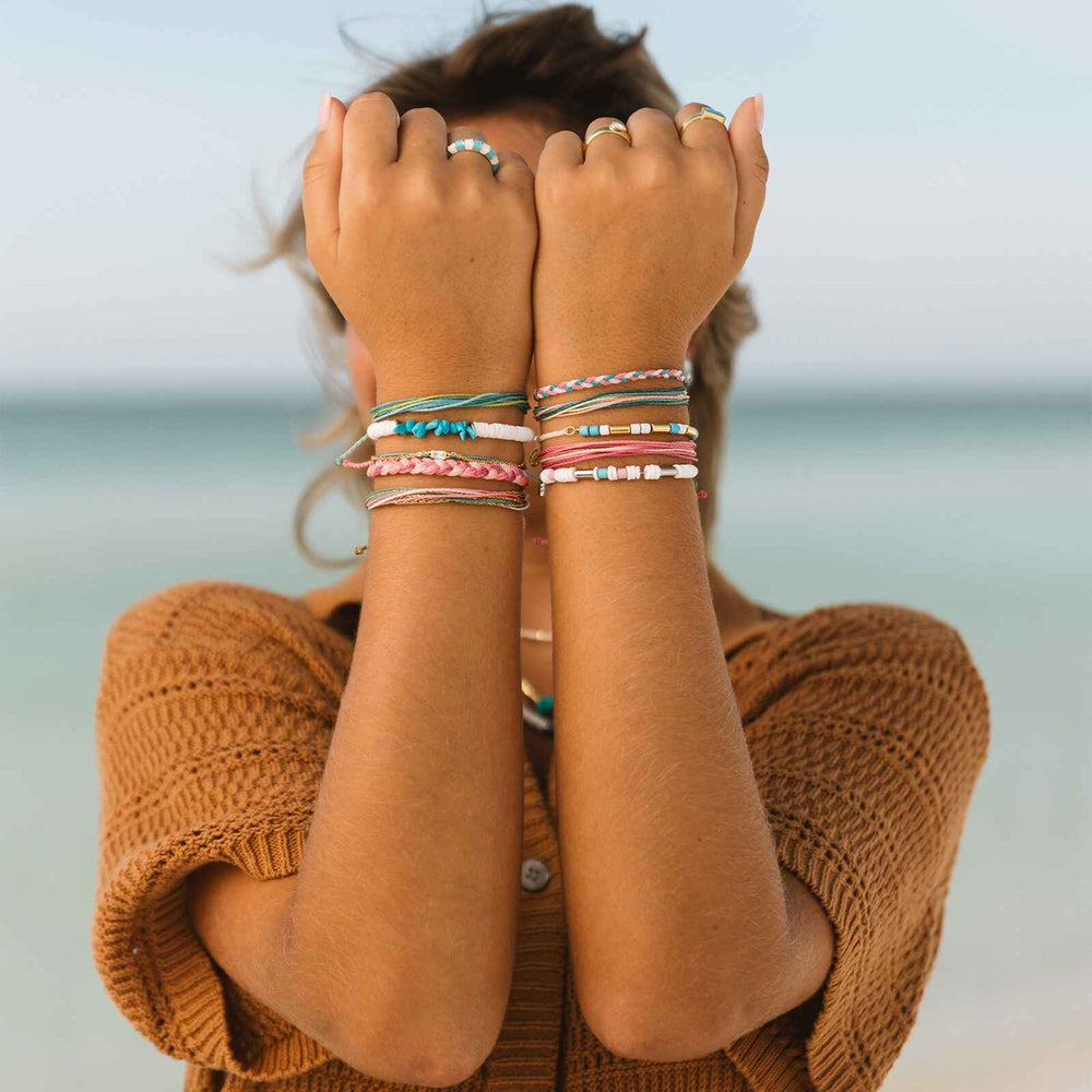 Puka Shell and Turquoise Chip Stretch Bracelet 7