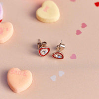 Stone & Enamel Heart Stud Earrings Gallery Thumbnail