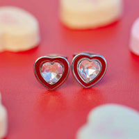 Stone & Enamel Heart Stud Earrings Gallery Thumbnail