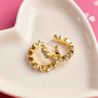 Stone Heart Hoop Earrings Gallery Thumbnail