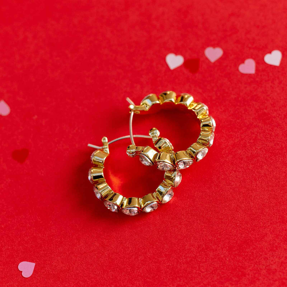 Stone Heart Hoop Earrings 7