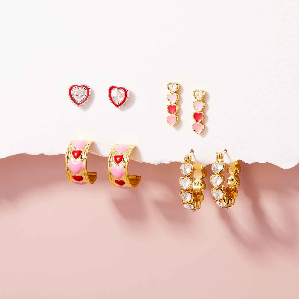 Smitten Enamel Heart Drop Earrings 4