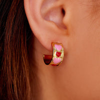 Enamel Heart Hoop Earrings Gallery Thumbnail