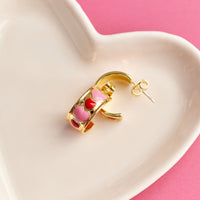 Enamel Heart Hoop Earrings Gallery Thumbnail