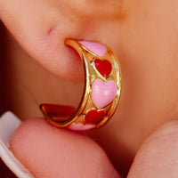 Enamel Heart Hoop Earrings Gallery Thumbnail