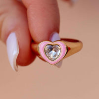 Stone & Enamel Heart Ring Gallery Thumbnail