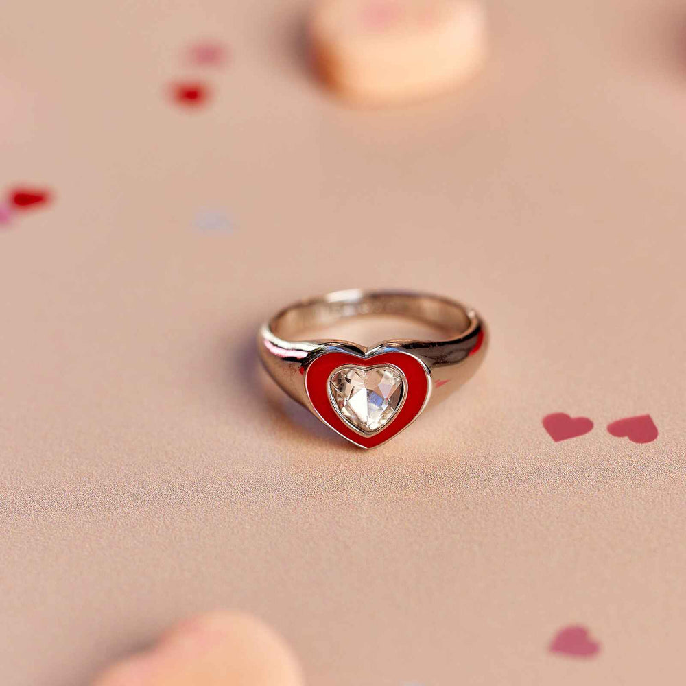 Stone & Enamel Heart Ring 12