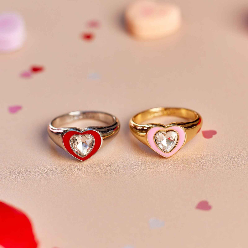 Stone & Enamel Heart Ring 15