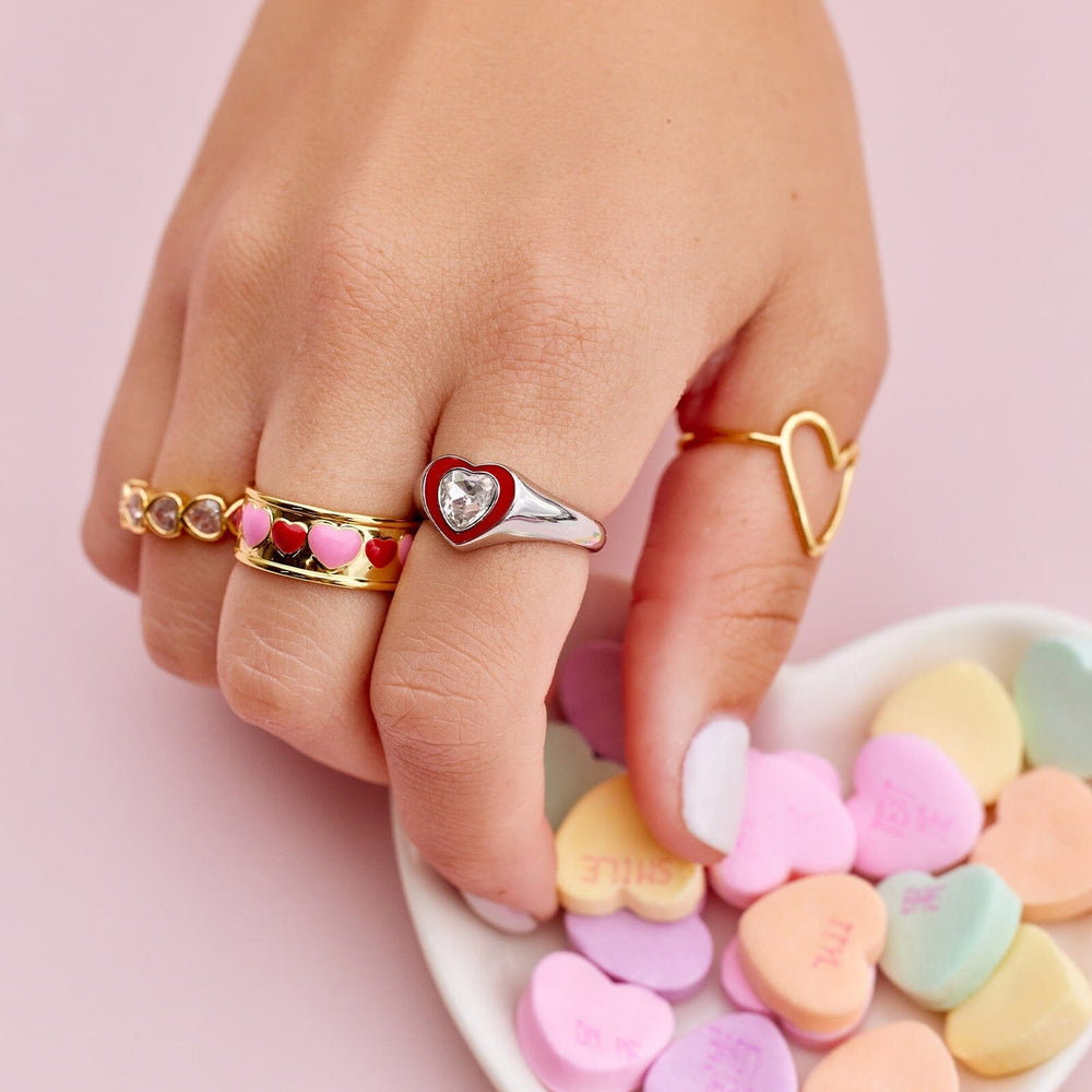 Enamel Heart Ring 4