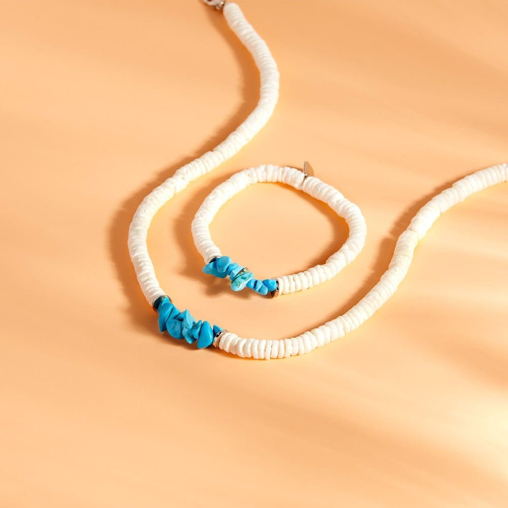 Puka Shell & Turquoise Chip Choker 7