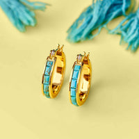 Turquoise Tile Hoop Earrings Gallery Thumbnail