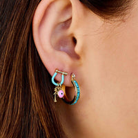 Turquoise Tile Hoop Earrings Gallery Thumbnail