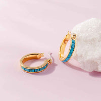 Turquoise Tile Hoop Earrings Gallery Thumbnail