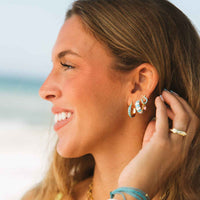 Turquoise Tile Hoop Earrings Gallery Thumbnail