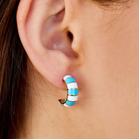 Striped Enamel Gold Hoop Earrings Gallery Thumbnail