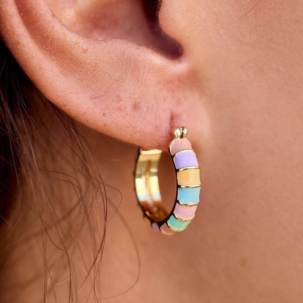 Sunset Striped Gold Hoop Earrings 2