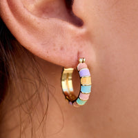 Sunset Striped Gold Hoop Earrings Gallery Thumbnail