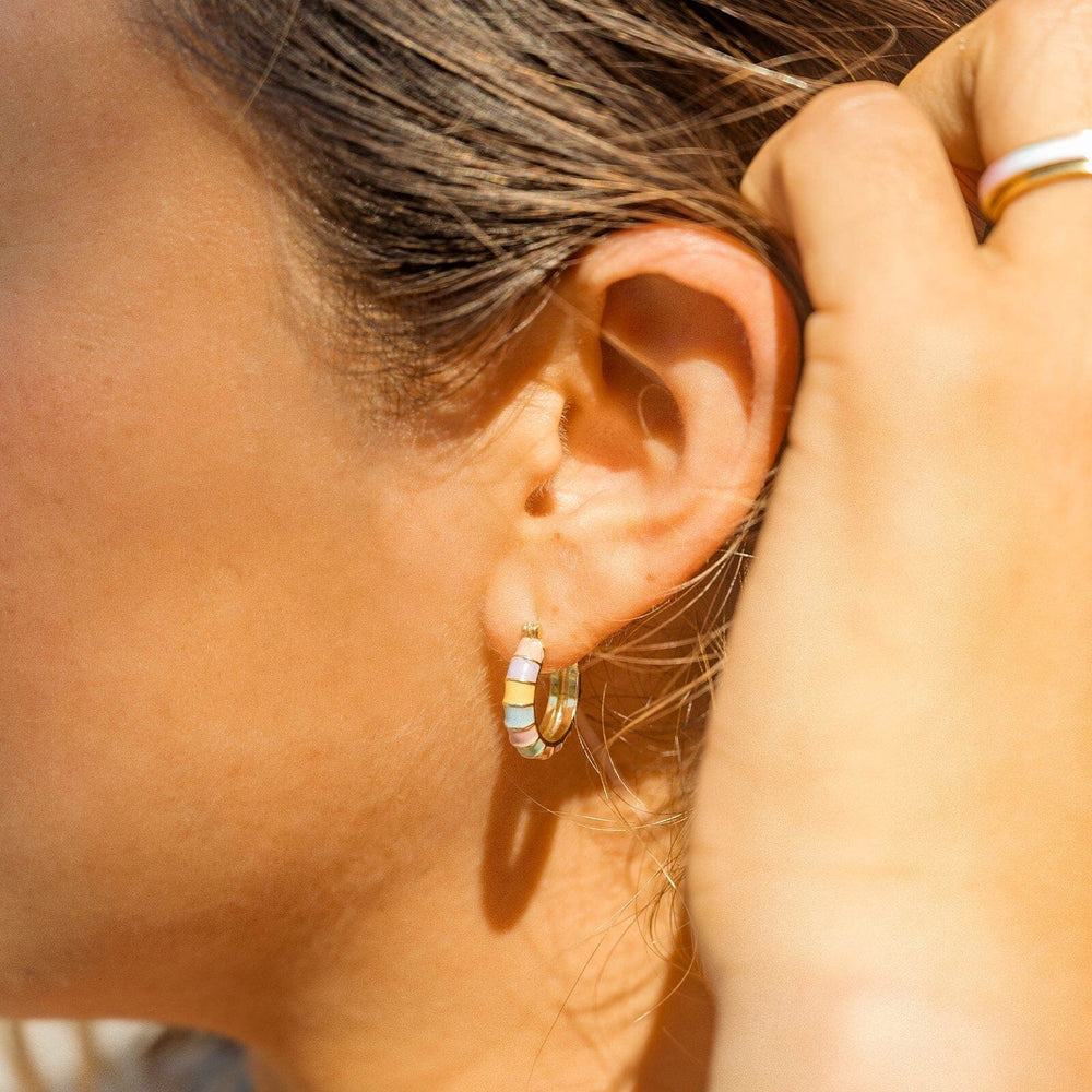 Sunset Striped Gold Hoop Earrings 3