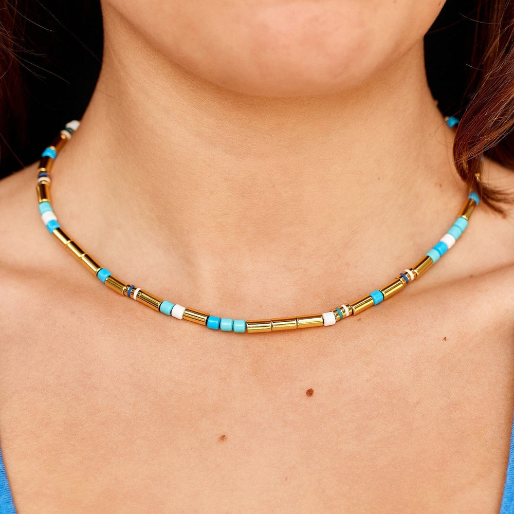 World Water Day Mixed Bead Choker 2