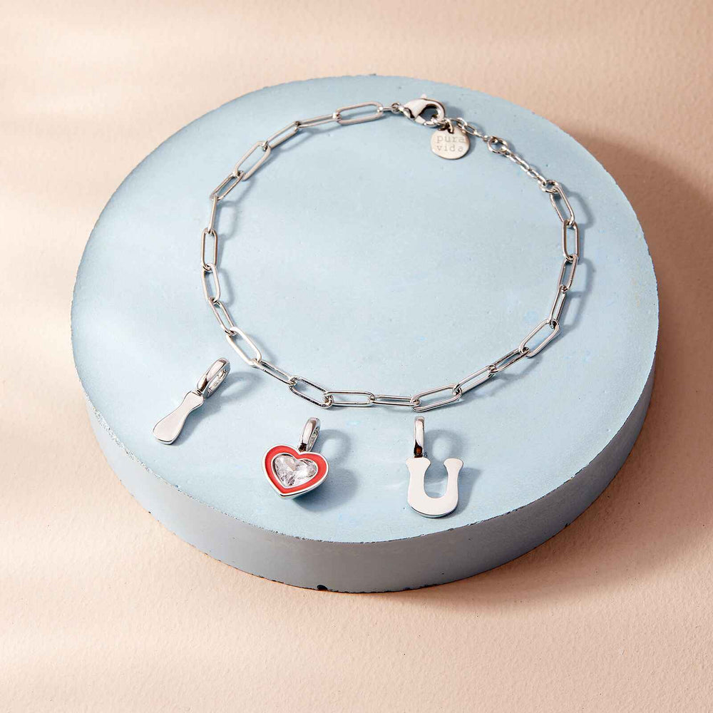 Harper Stone & Enamel Heart Charm 18