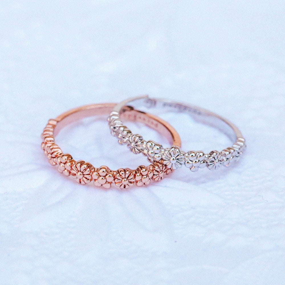 Rose Gold Floral Stacking Ring 7