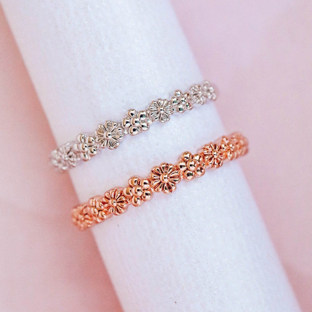 Rose Gold Floral Stacking Ring 3