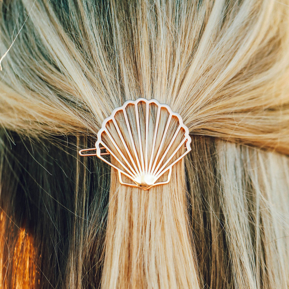 Rose Gold Clam Shell Hair Barrette 3