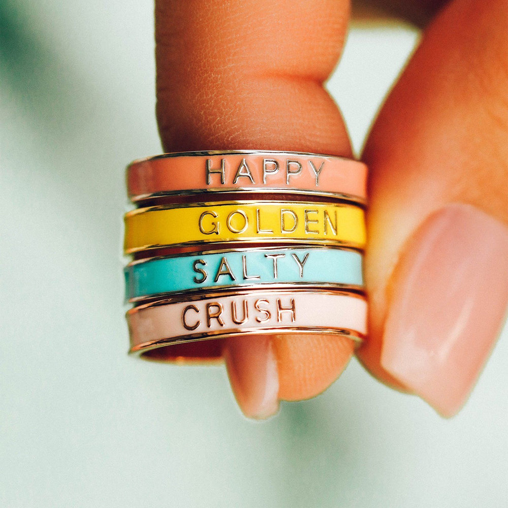 Crush Enamel Word Ring 3