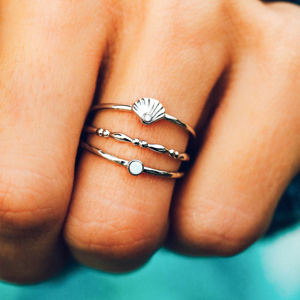 Opal Shell Ring Stack 3