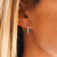 Stone Hoop Stud Earrings Gallery Thumbnail