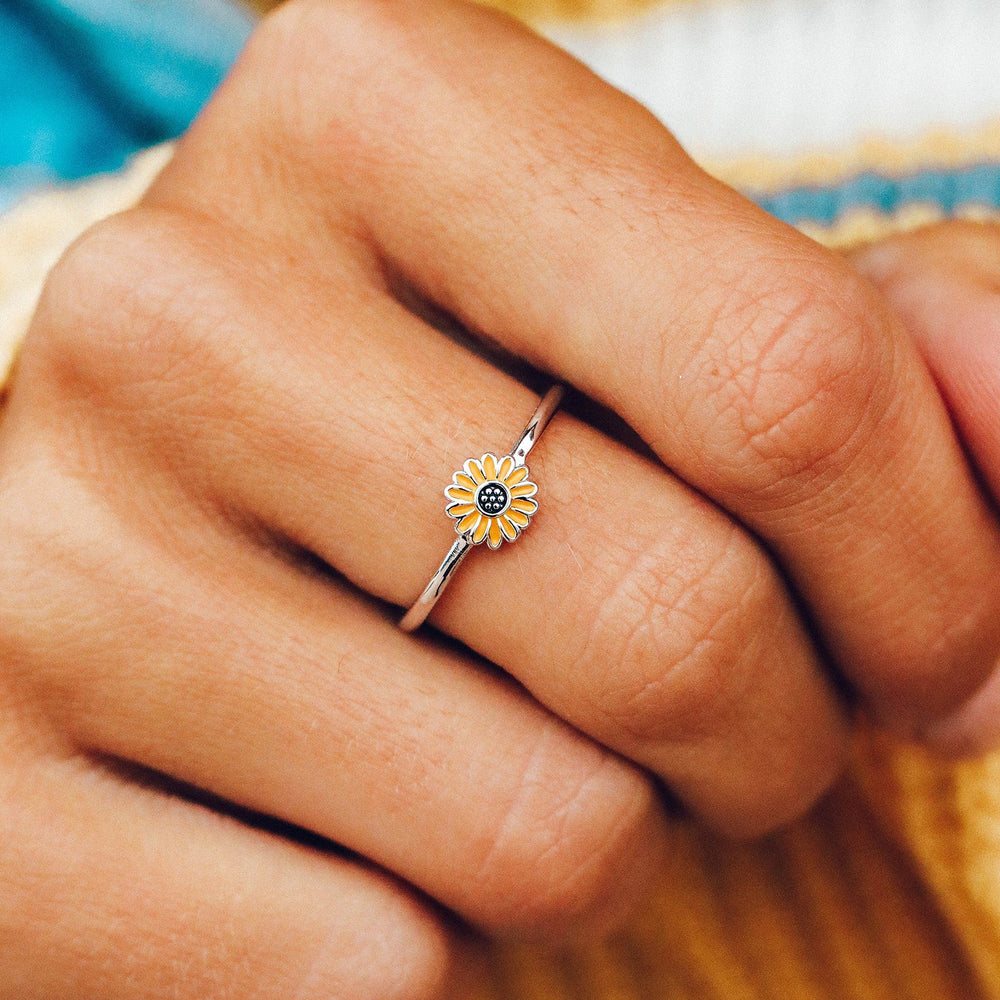 Enamel Sunflower Ring 6