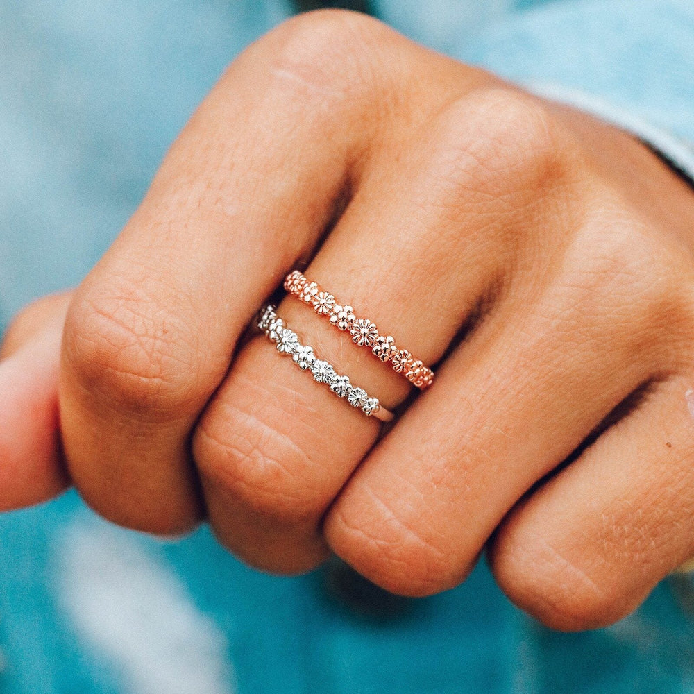 Rose Gold Floral Stacking Ring 4