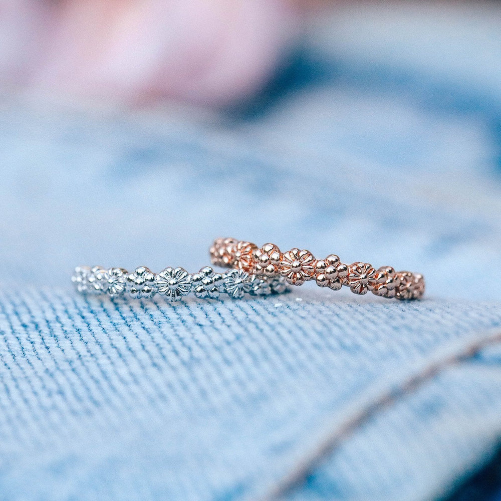 Rose Gold Floral Stacking Ring 6