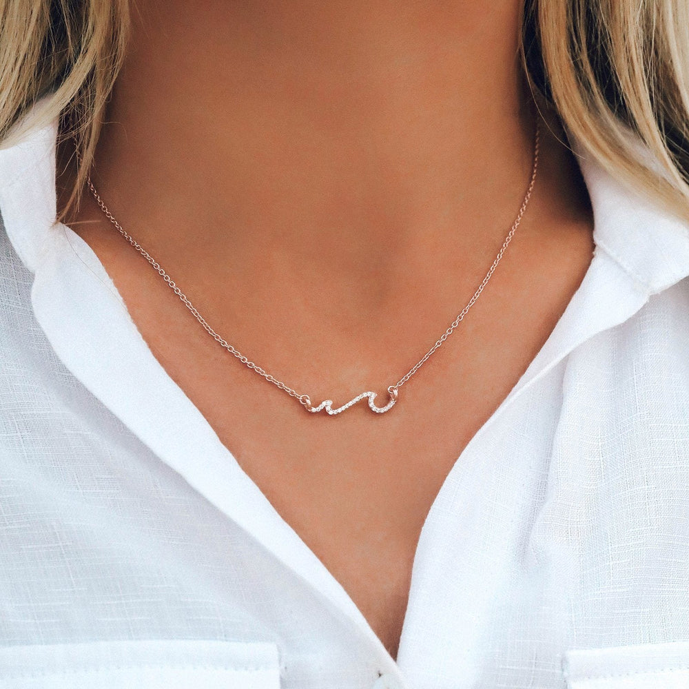 Rose Gold Pave Wave Necklace 2