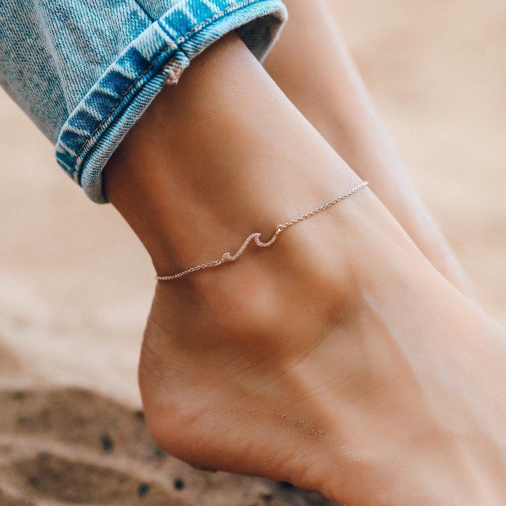 Rose Gold Pave Wave Anklet 3