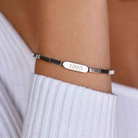 Engravable Rectangle Bead Stretch Bracelet Gallery Thumbnail